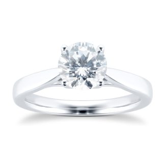 Platinum 1.50cttw Brilliant Cut Solitaire Diamond Engagement Ring- Ring Size K