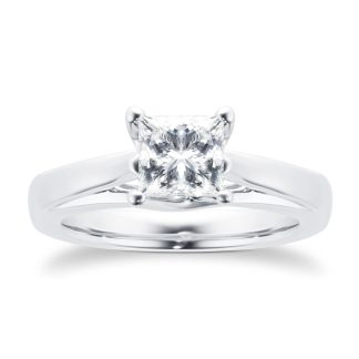 Platinum Princess Cut 1.00ct Diamond Engagement Ring - Ring Size G.5