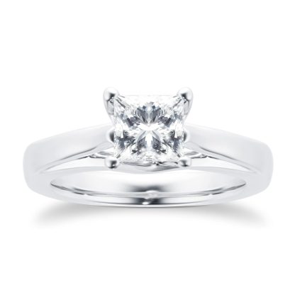 Platinum Princess Cut 1.00ct Diamond Engagement Ring - Ring Size G.5