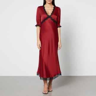 Rixo Gabrielle Satin Maxi Dress - UK 6