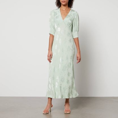 Rixo Zadie Floral-Jacquard Satin Dress - XS/UK 8