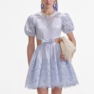 Self-Portrait Broderie Cutout Poplin Mini Dress