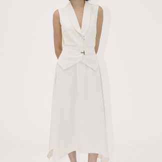 Stine Goya Tailored Handkerchief Satin Dress - L