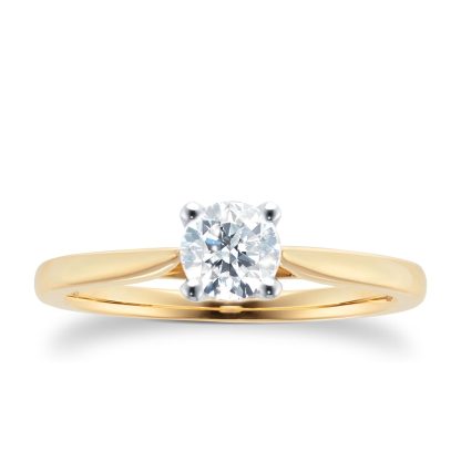 18ct Yellow Gold 0.50cttw Brilliant Cut Solitaire Diamond Engagement Ring- Ring Size M