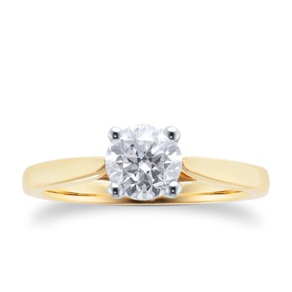 18ct Yellow Gold Brilliant Cut 1.00ct Diamond Solitaire Engagement Ring - Ring Size I