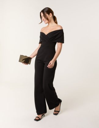 Bardot Wrap Jumpsuit - 8 / BLACK
