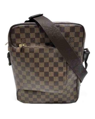 Mens Preloved Damier Azur Canvas Crossbody Bag Unisex - Brown Shoulder Bags, Brown