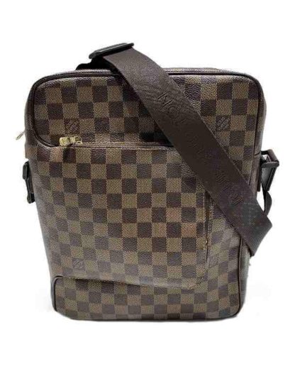 Mens Preloved Damier Azur Canvas Crossbody Bag Unisex - Brown Shoulder Bags, Brown
