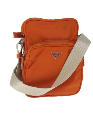 Mens Preloved Nylon Crossbody Bag Unisex - Orange Shoulder Bags, Orange