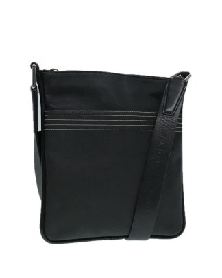 Mens Preloved Puzzle Crossbody Bag Black Leather Unisex Shoulder Bags, Black