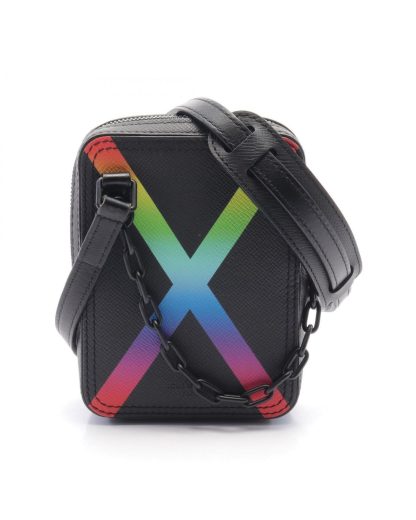 Mens Preloved Rainbow Pochette Crossbody Bag - Black Shoulder Bags, Black