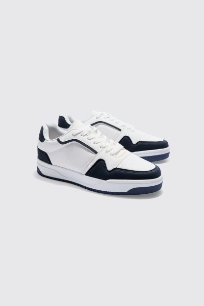Mens White Chunky Sole Contrast Panel Trainers, White