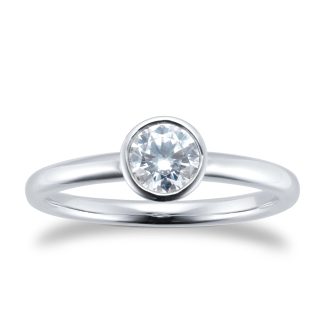 Platinum 0.50cttw Diamond bezel Solitaire Engagement Ring - Ring Size I