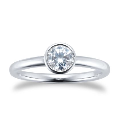 Platinum 0.50cttw Diamond bezel Solitaire Engagement Ring - Ring Size I