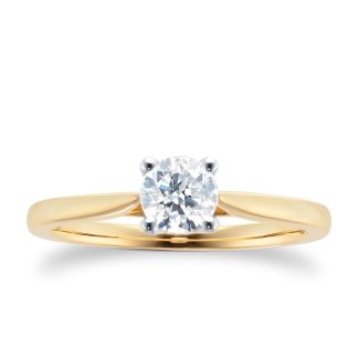 18ct Yellow Gold 0.50cttw Brilliant Cut Solitaire Diamond Engagement Ring- Ring Size N