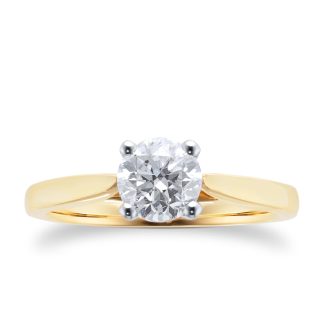 18ct Yellow Gold Brilliant Cut 1.00ct Diamond Solitaire Engagement Ring - Ring Size O
