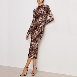 Good American Shine Stretch-Satin Midi Dress - L
