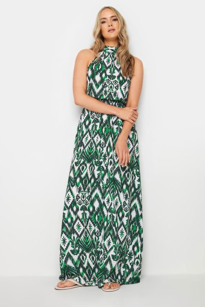 Lts Tall Green Aztec Print Halterneck Dress 24 Lts | Tall Women's Maxi Dresses