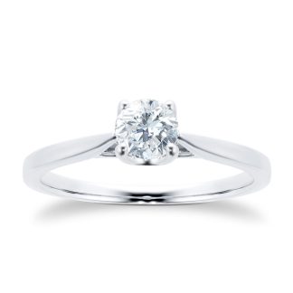 Platinum Brilliant Cut 0.40ct Diamond Silitaire Engagement Ring - Ring Size O