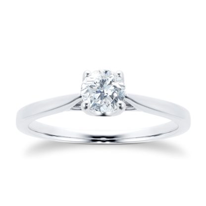 Platinum Brilliant Cut 0.40ct Diamond Silitaire Engagement Ring - Ring Size O