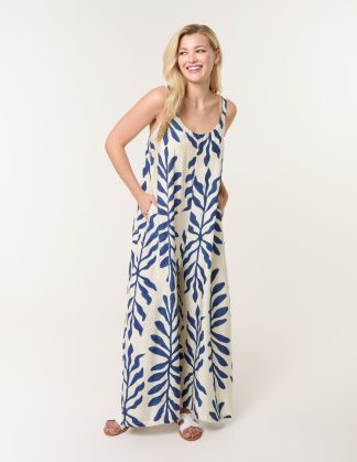 Printed Jumpsuit - L/XL / BLUE