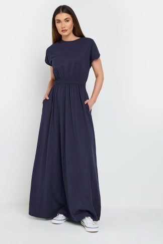 Lts Tall Navy Blue Jersey Shirred Waist Maxi Dress 20 Lts | Tall Women's Maxi Dresses