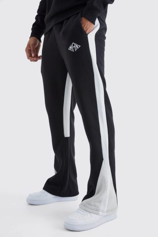 Mens Black Regular Fit Man Colour Block Gusset Jogger, Black
