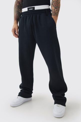Mens Black Relaxed Fit Double Waistband Jogger, Black