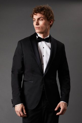 Mens Black Slim Fit Shawl Collar Tuxedo Jacket
