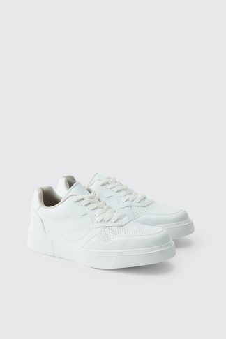 Mens White Chunky Mesh Panel Trainers, White
