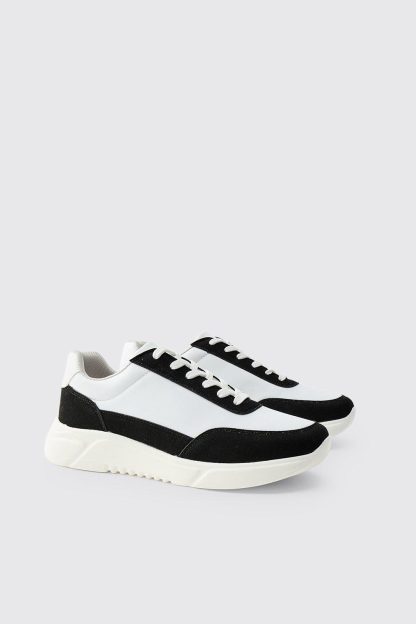 Mens White Chunky Panel Trainers, White